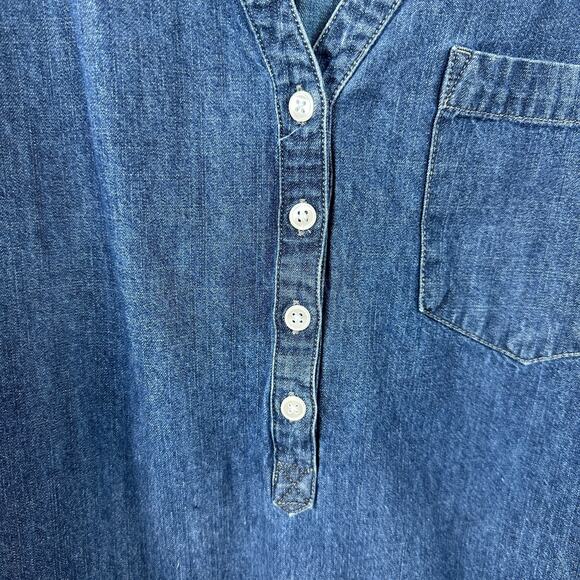 Old Navy Denim Tunic Dress Chambray Pullover 100% Cotton Long Sleeve retro Y2k - Picture 3 of 4